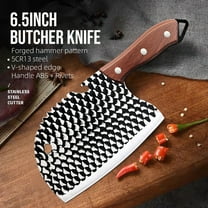 High Carbon Steel Butcher Knife 6.5" Cleaver Knife Hand Forged Serbian Chefs Boning Knife for Meat Cutting Slicing Fish Vegetables (Unique Fish Scale Laser)