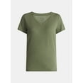 thumbnail image 6 of Time and Tru Women's Cotton V-Neck Tee with Short Sleeves,Sizes XS-XXXL, 6 of 6