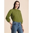 thumbnail image 2 of Moomaya Womens Solid Top, Mandarin Collar, Cotton Shirt Top, 2 of 8