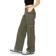 thumbnail image 2 of CALI1850 Women's Comfortable Casual Low Rise Relaxed Fit Daily Low Rise Relaxed Fit Cargo Pants Olive 1, 2 of 7