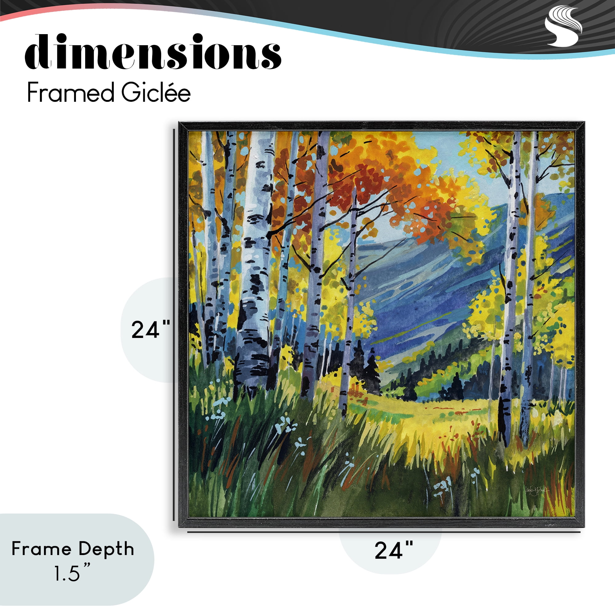 Stupell Industries Autumn Golden Birch Grove Black Framed Giclee Art, design by Kate Jarvik Birch