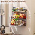 thumbnail image 4 of 3-Tier Stackable Snack Organizer with Pine Wood Top-Trapezoid Metal Wire Basket, Countertop & Wall Mounted Snack Holder for Kitchen Pantry Cabinet, Muti-functional Food Fruit Stoarge, Black, 4 of 18