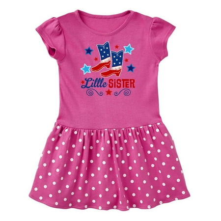 

Inktastic Little Sister Cowgirl 4th of July Gift Baby Girl Dress
