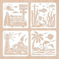 thumbnail image 2 of Beach Stencils Summer Stencils for Painting on Wood 11.8" Reusable Ocean Stencils Dolphin Seaweed Coconut Tree Template Wall Sencils, 2 of 9
