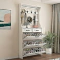 thumbnail image 2 of Pair Shoe Cabinet Shelves Home Hollow Double Shelf Shoe Rack Cabinet Drawer Shoe Rack, Shelf, Cabinet Hingewhite, 2 of 4