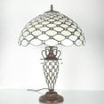 thumbnail image 2 of Tiffany Style Table Lamp W16H24 Inch Tall Stained Glass Crystal Pear Bead Lampshade Antique Night Light Base S005  LAMPS Lover Living Room Bedroom Office Study Reading Desk Nightstand Gifts, 2 of 6