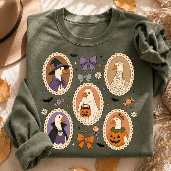 Halloween Shirt, Spooky Goose Costume Sweatshirt, Witch Mummy Vampire Duck Hoodie, Cute Trick or Treat T-Shirt, Halloween Gift for Goose Lovers