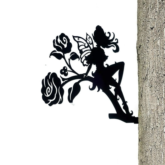 9×10.5 Inch Rose Fairy Decoration |Fairy Garden Art| Silhouette Art |Backyard Art Living Room/Home Decoration