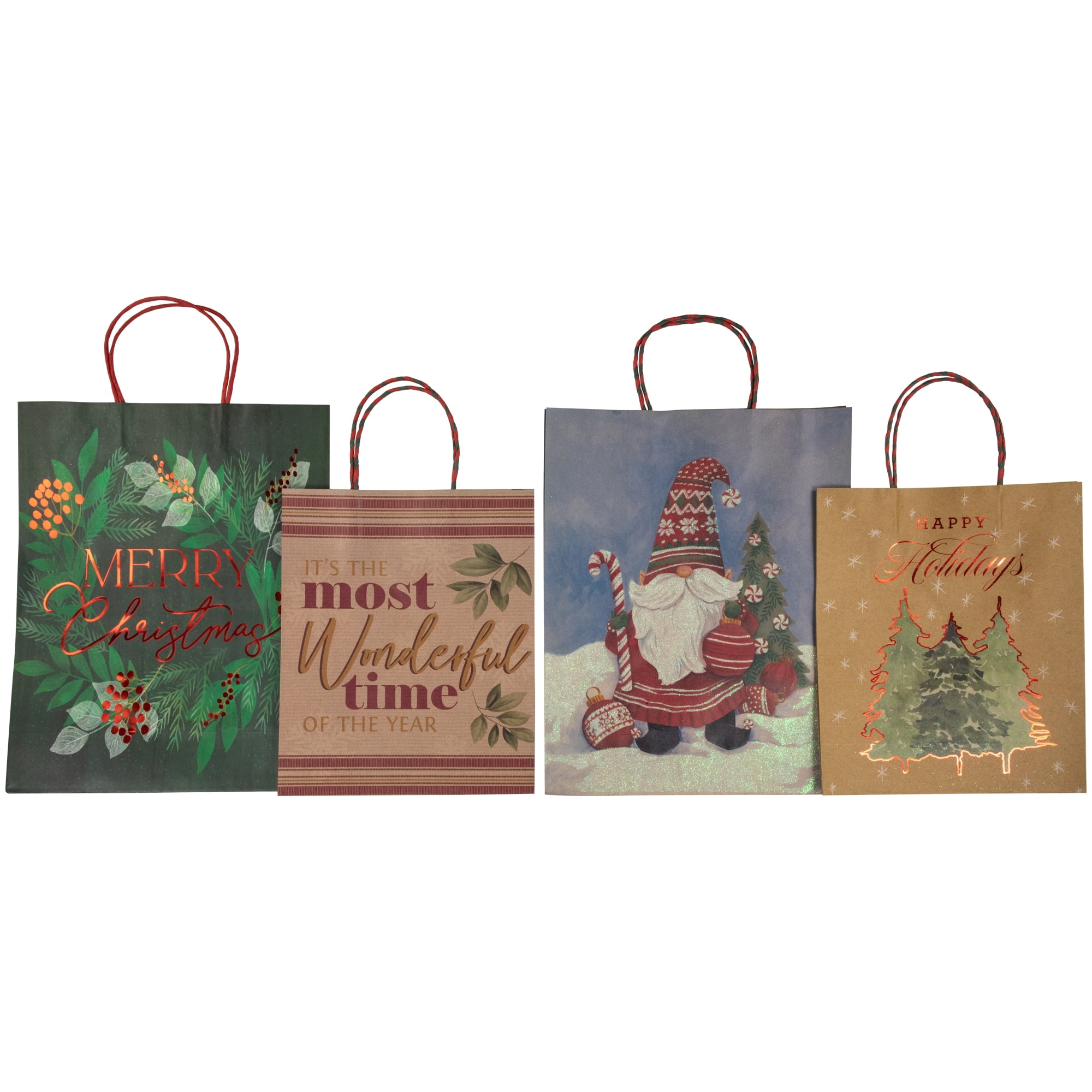Northlight 20-Count Assorted Christmas Themed Paper Gift Bags
