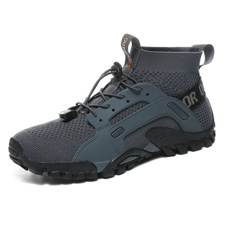 

EDFRWWS Men Wading Sneakers Soft Rubber Barefoot Shoes for Hiking Cycling (Grey 38)