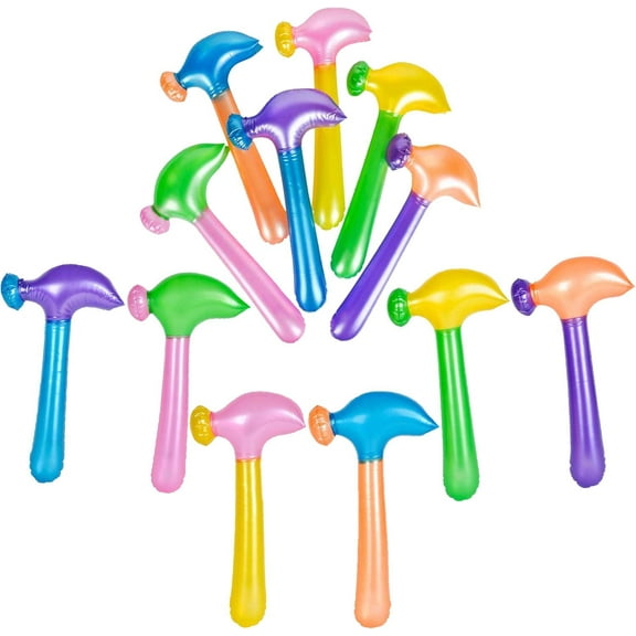 Multi-Colored Assorted Neon Inflatable Hammer Party Favor 12-Pack 14 Inch