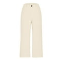 thumbnail image 3 of Cropped Linen Pants Women High Waisted Flare Wide Leg Capri Work Pants Business Casual Ankle Pants with Pockets, 2791 Limited Time, 3 of 6