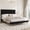 Black, variant on Queen Size Suede Upholstered Platform Bed - Adjustable Headboard, Wood Slats, No Box Spring