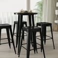 thumbnail image 4 of Merrick Lane 5 Piece Black Patio Set with Table and 4 Backless Stools - Powder Coated Metal Frames for Indoor and Outdoor Use, 4 of 6