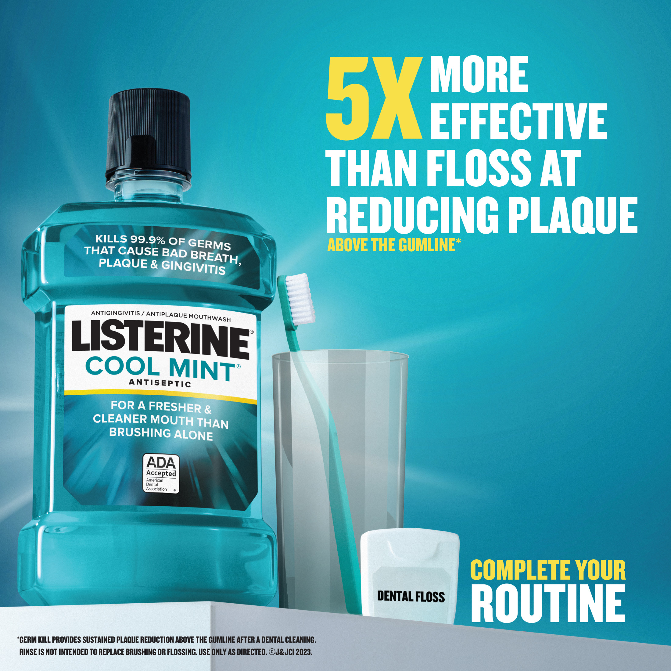 Listerine Cool Mint Antiseptic Mouthwash/Mouth Rinse for Bad Breath & Plaque, 1 L - image 4 of 12