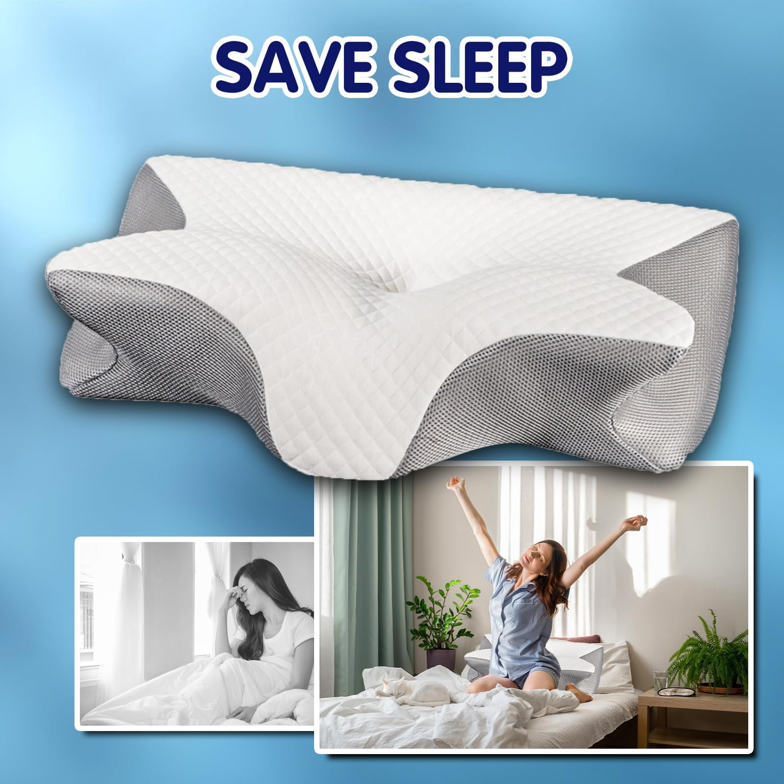 Airway Pro Sleep Apnea Pillow, Airway Pro Cervical Pillow, Neck-Elevation Designtm, Pillows for Neck Pain Relief, Neck Support Pillows for Sleeping, For Back, Side, Or Stomach Sleeping (Black)
