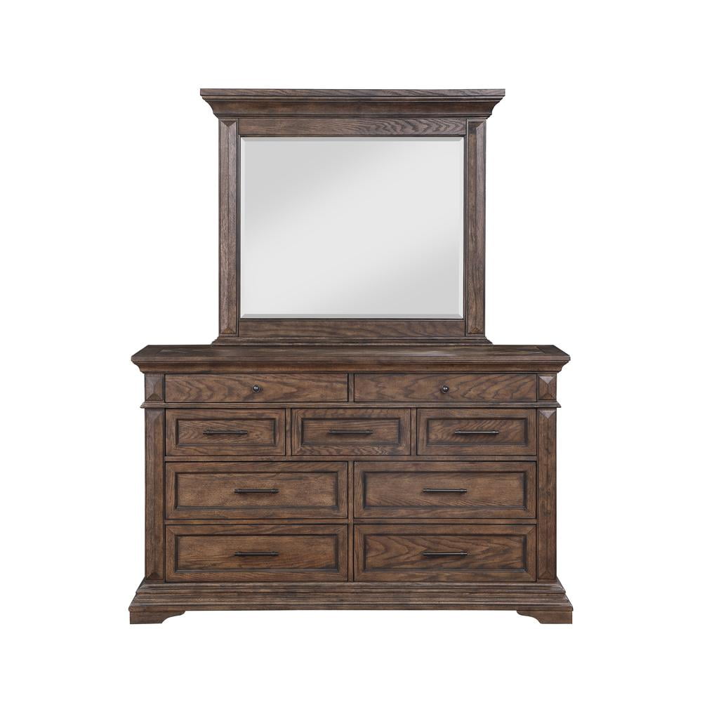 New Classic Furniture Mar Vista Solid Wood Dresser with Mirror in Brushed Walnut