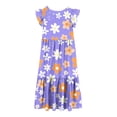 thumbnail image 4 of ATOGUTA Little Girl Dresses Summer Dress Casual Ruffle Sleeve A Line Casual Elegant Dresses Purple, Size 6-12, 4 of 5