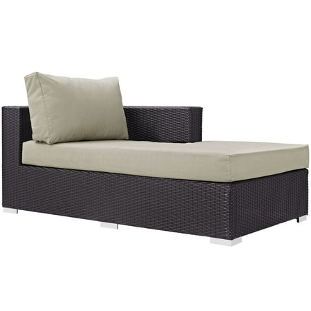 Modern Outdoor Chaise Lounge Modern Contemporary Urban Design Outdoor Patio Balcony Right Arm Chaise Lounge Chair, Beige, Rattan ()