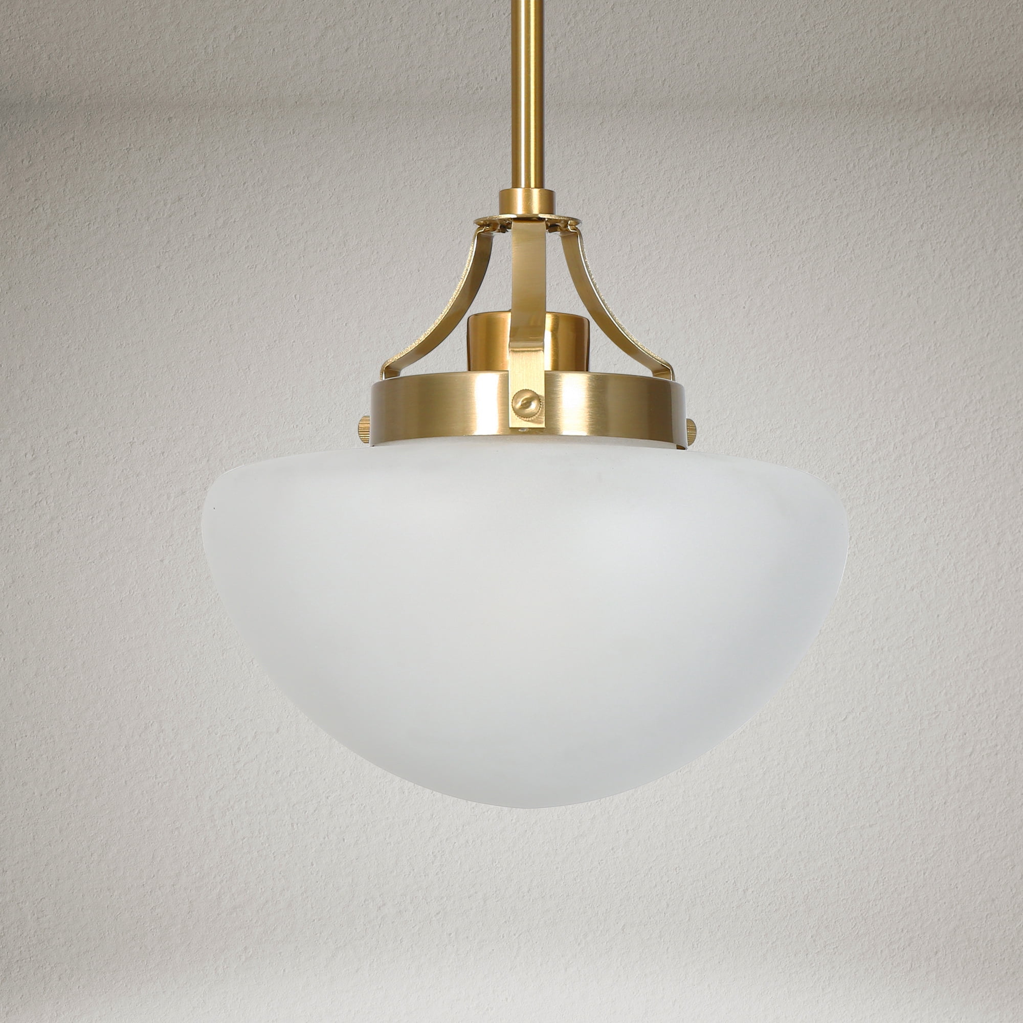 LNC Isididae 1 -Light Plated Copper and Opal Glass Bowl Modern/contemporary Frosted glass Schoolhouse Mini Hanging Pendant Light