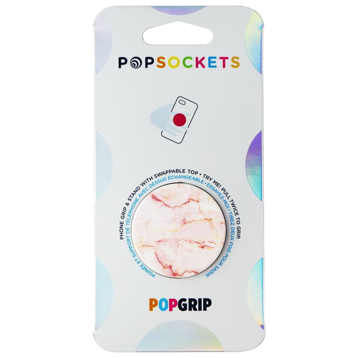 Popsockets Grip with Swappable Top for Cell Phones, PopGrip Rose Marble