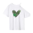 thumbnail image 3 of Camiseta de verano para mujer, camisetas femeninas, cuello redondo, manga corta, camiseta con hombros descubiertos para desplazarse, trabajar, caminar, vacaciones XL Yinane Manga corta para mujer, 3 of 8