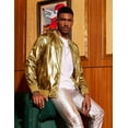 thumbnail image 5 of COOFANDY Men's Metallic Jacket 70s 80s 90s Disco Dance Party Costume Shiny Varsity Zipper Baseball Bomber Jacket, 5 of 6