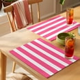 thumbnail image 4 of Pink Striped Placemats Set of 4 Modern Simple Monochrome Geometric White Place Mats Indoor Wipeable Table Mats Washable Cloth Dining Table Placemats for Kitchen Holiday Party Home Decor 13x19 Inch, 4 of 9