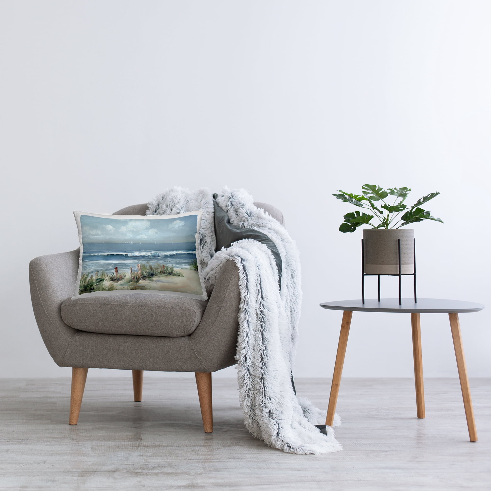Stupell Industries Brushed Expression of Coast Decorative Printed Throw Pillow, design by Sally Swatland, 14 x 7 x 20