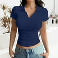 thumbnail image 2 of Seductiva Women's Classic-Fit Short Sleeve Women Short Sleeve Business Casual Tops Summer V Neck Women Work Shirts 2025 Basic Collared Shirt Casual Dressy Fashion Trendy Clothes 2025 Basic Tees, 2 of 9