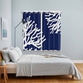 thumbnail image 4 of Coral Navy Blue Kitchen Curtains 84 Inch Length, Coastal Ocean Marine Nautical Beach Grommet Top Bedroom Living Room Curtains, Light Filtering Cafe Curtain Drapes 2 Panels Set 104''x84'', 4 of 9