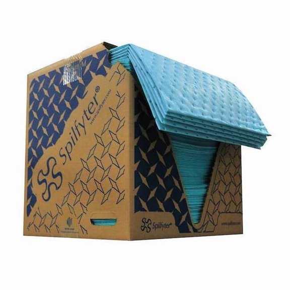 Spilfyter Sorbent Pad, 34 gal, 16 in x 18 in, Oil, Blue, Polypropylene M-75