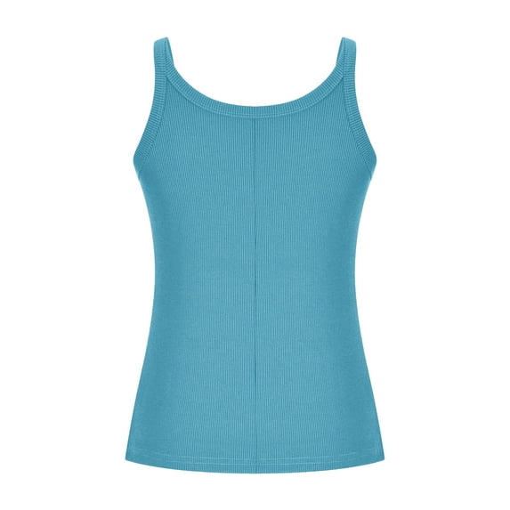 ZQUUVOU Women's Ribbed Knit Tank Top Scoop Neck Casual Solid Color Sleeveless Soft Basic Blouse Summer Breathable Top Sky Blue