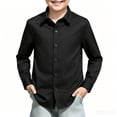 thumbnail image 3 of Boys Long Sleeve Dress Shirts Kids Classic Collared Button-Down Shirt School Uniform Shirts Black,12-13 Years, 3 of 6