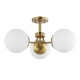 thumbnail image 3 of JONATHAN Y Olivier 23.5" 3-Light Bohemian Farmhouse Iron/Frosted Glass LED Semi Flush Mount, Brass Gold, JYL7600A, 3 of 9