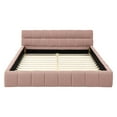 thumbnail image 4 of Queen Size Solid and Stable Upholstered Bed Frame with Thick Fabric, Chenille Fabric Grounded Queen Size Platform Bed with Headboard and Solid Frame, No Box Spring Needed(68''*86,5''*23,5'') (Pink), 4 of 11