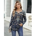 thumbnail image 4 of Zeagoo Womens Tops Dressy Casual Beach Vacation Clothes for Women Business Casual Long Shirts V Neck Tee Shirt Ladies Top and Blouses Ethnic Style, 4 of 7