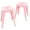 Pink, variant on XiHuaZhaoChen 18 Inch Industrial Metal Stools Set of 2,Short Stackable Classroom Stools,Backless Metal Dining Chairs for Indoor Outdoor Kitchen (Pearl Silver)