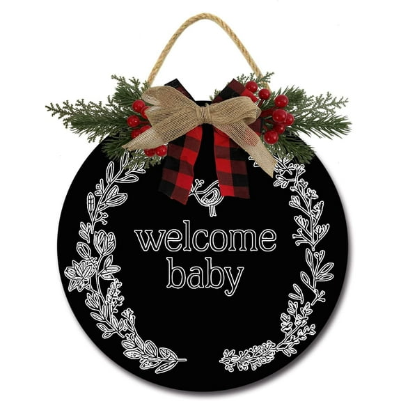 Eveokoki 12" Welcome Home Baby Door Sign Birth Announcement Family Party Newborn Gender Reveal Lawn Yard Sign Pink Stork Outdoor Decoration Burlap Bannerch