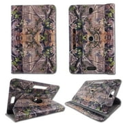 Camo green leaves folio tablet Case for Zeki 7 inch android tablet cases 7 inch Slim fit standing protective rotating universal PU leather standing cover