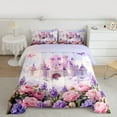 thumbnail image 2 of Homewish Cartoon Castle Bedding Comforter Set,Rustic Flower Floral Twin Comforter Sets,Pink Purple Bedding Set For Girl,Luxury Bedroom Decor Reversible,2-Piece, 2 of 8