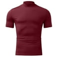 thumbnail image 3 of Men's Summer Mock Turtleneck T Shirt Solid High Collar Short Sleeve Tops Basic Slim Undershirt Tees, 3 of 4