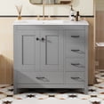 thumbnail image 2 of Euroco 36" Gray Bathroom Vanity with Ceramic Sink Combo, Abundant Storage Cabinet -2 Soft close doors and 5 drawers, 2 of 9