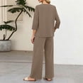 thumbnail image 4 of HAJWOH Two Piece Sets for Women 3/4 Length Sleeve Lounge Sets Vacation Travel Outfits Fashion Clothing, 4 of 5