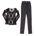 thumbnail image 1 of Pantalones de encaje y Jeans Negro Macarena para Muñeca BJD 1/3 de 70 cm, 1 of 8