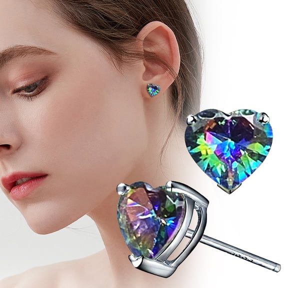 YYKihy Fashionable Mini Heart Shaped Zircon Earrings With Women's Hearts Colorful And Earrings Heart Shaped Earrings With Their Cute Heart Shaped Shape Symbolize Love And Warm