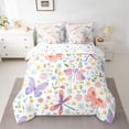 thumbnail image 3 of Homewish Cartoon Dragonfly Lover Twin Bedding Sets 7-Piece, Kawaii Butterfly Moth Bedding Comforter Set, Groovy Floral Reversible Sheet Sets, Super Cozy Room Decor, 3 of 8