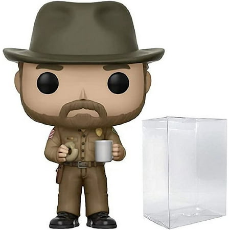 POP [Stranger Things - Chief Hopper with Donut Funko Vinyl Figure (Bundled with Compatible Box Protector Case), Multicolor, 3.75 inches