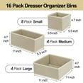 thumbnail image 2 of Fordonral 16 Pcs Drawer Organizer,Fabric Closet Organizer and Storage Baskets,Foldable Drawer Divider for Clothing,Sock,Ties,Underwear Storage,Cabinet Storage Boxes (Beige) C104, 2 of 3