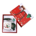 thumbnail image 2 of Juego de tazas navideñas, taza de agua, liviana, linda taza de té de Papá Noel, taza de café con tapa, cuchara para invierno, oficina, fiesta, mesa, Árbol de Navidad verde, 2 of 8